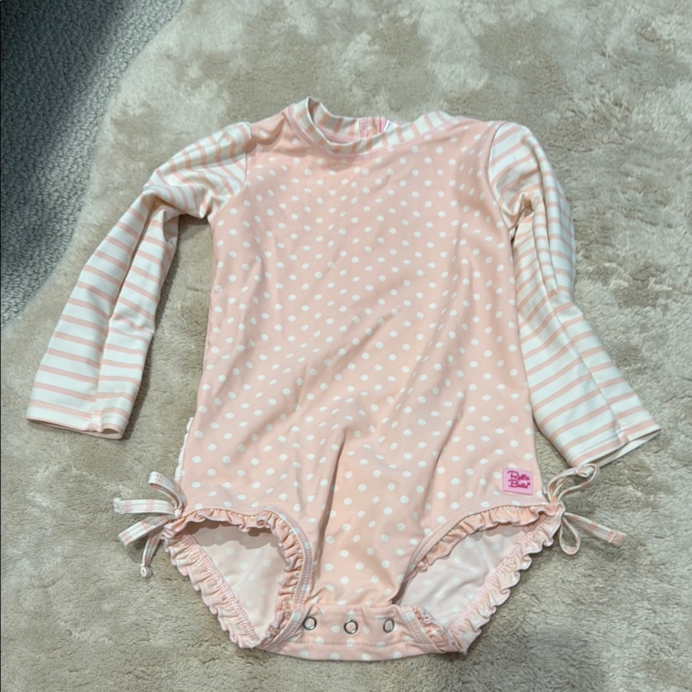 Ruffle Butts Pink and White Polka Dot Bodysuit